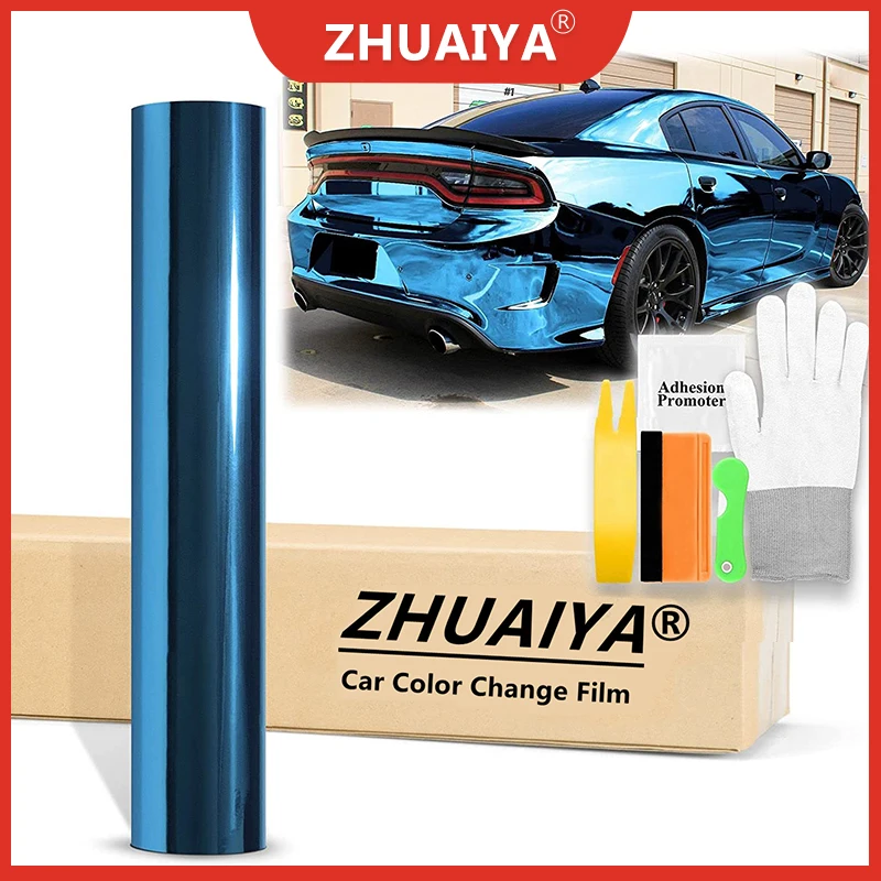 

Car Color Change Film (152cmx18m) Light Blue Supercast Chrome Vinyl Wrap Sticker Car Auto Vehicle Motorcycle DIY Decal ZHUAIYA