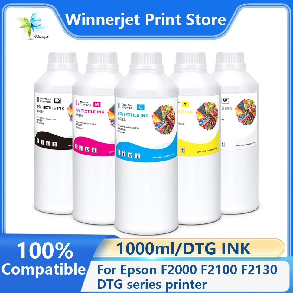 Winnerjet 1000ml DTG ink Textile straight ink jet for Epson DX5 DX7 R330 1390 1400 R1900 R2000 printer