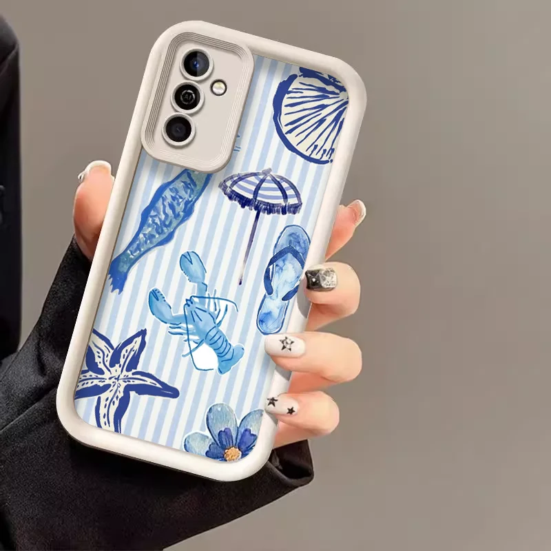 Vibrant Marine Life Cartoon Phone Case - Colorful Sardines and Crabs Design