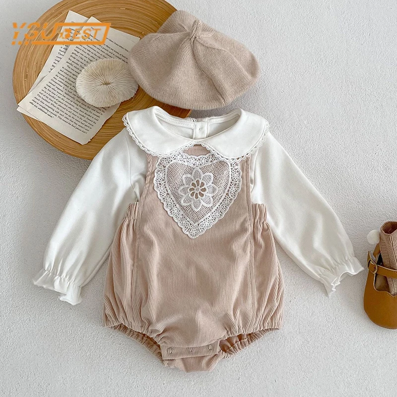 

Infant Baby Girls Clothes Toddler Baby Rompers Children Baby Girls Long Sleeves Lace Love Heart Spring Autumn Clothes Rompers