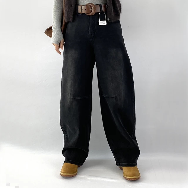 XXXXXL Fashion Plus Size Women's Jeans New Autumn Simple Premium Stretched Denim Loose Casual Full Length Harem Pants 8395