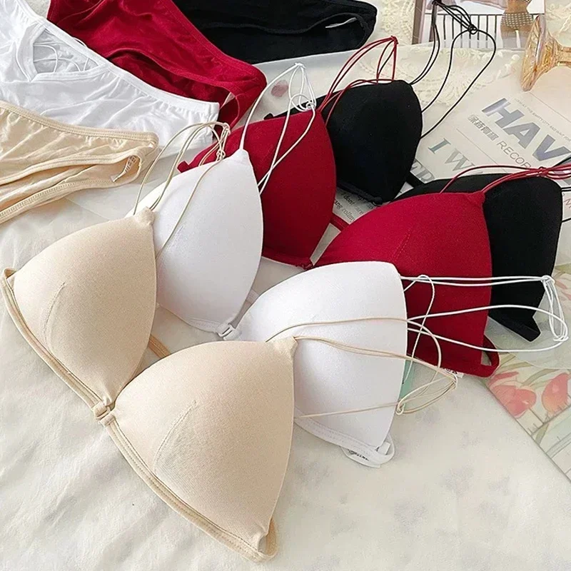 Women's French Style Bra Girl Wrapped Chest Adjustable Shoulder Strap Sexy Single Buckle Satin Sexy Tube Top Underwear Lingerie 3