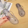 Crystal Flip Flops Women Flat Summer Outdoor Slippers Transparent Female Solid Color Home Jelly Color Beach Sandals Shoes 2