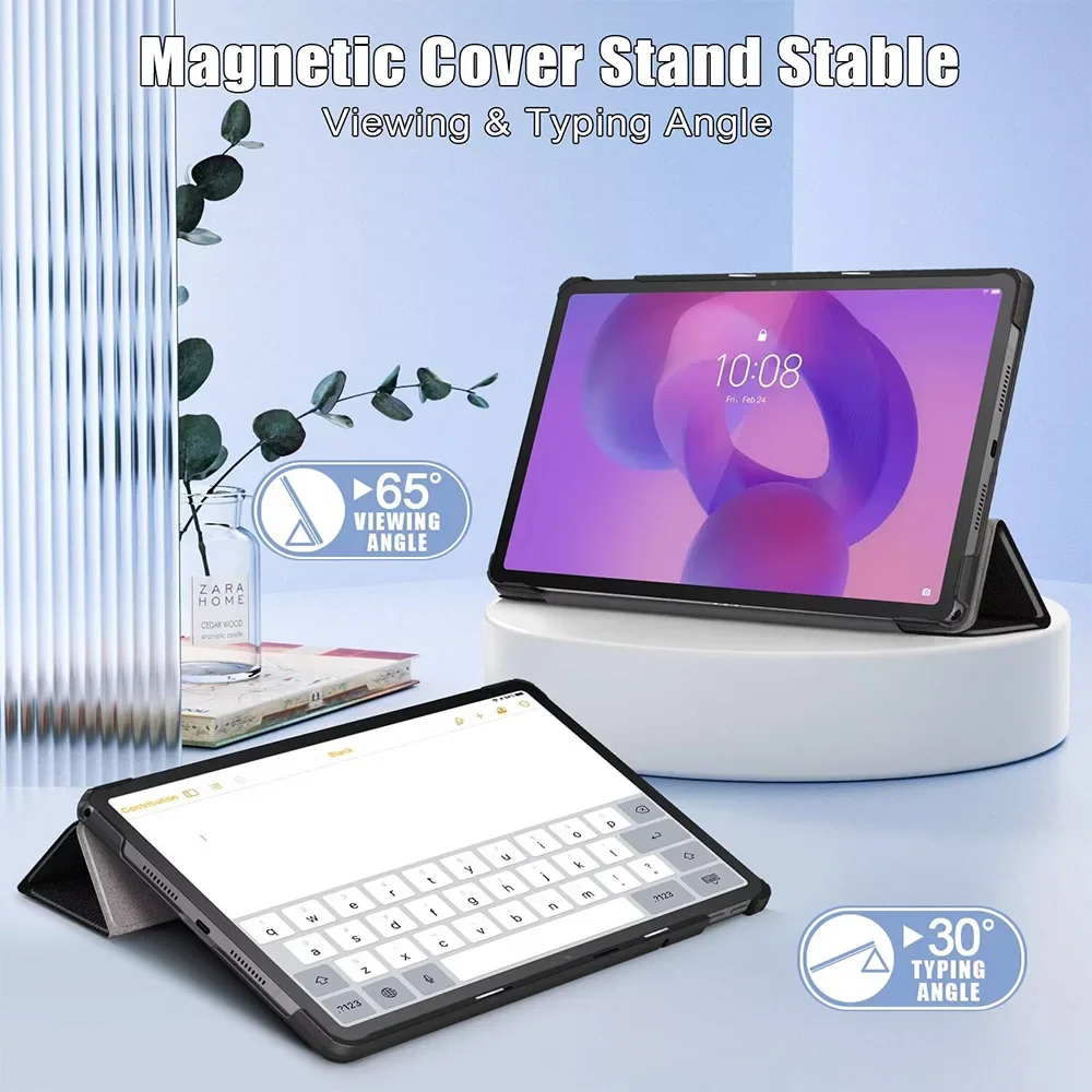 Tri-Fold Magnetic Flip Tablet Case in Solid Color