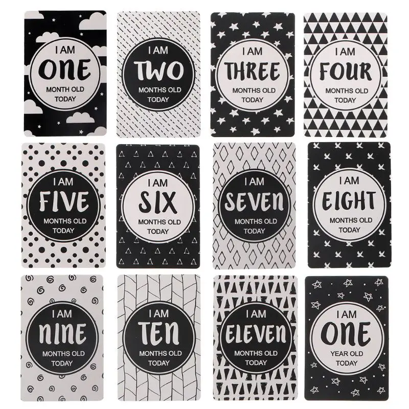 Durable Newborn Baby Age Card Cards 0-12 Months the First Year Pictures Photo Cards Souvenirs Keep Kids Growing Memory