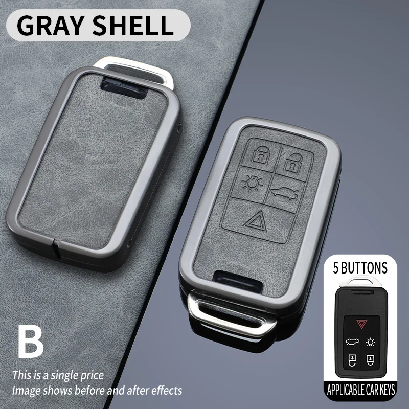 5/6 Tasten Zink-legierung + Leder Auto Fernbedienung Schlüssel Fall Abdeckung Schutz Halter Shell Schlüssel Fob Für Volvo XC60 V60 S60 S80 XC70 V40 – Detail 3