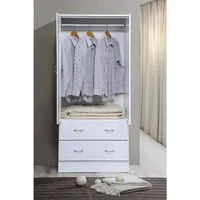 Two Door Wardrobe with Two Drawers and Hanging Rod, White muebles de dormitorio  closet organizer 2