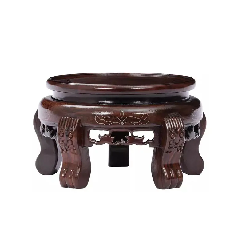 Solid Wood Bracket, Bonsai Vase, Flower Pot, Incense Burner, Buddha Statue, Wooden Rosewood Circular Base