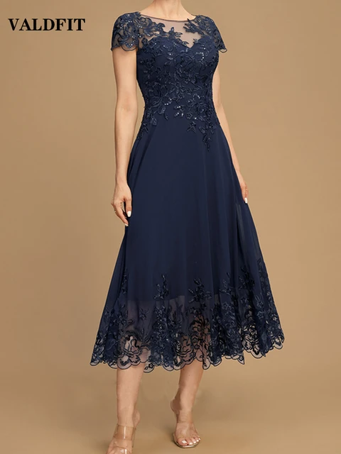 13+ Navy Tea Length Dress