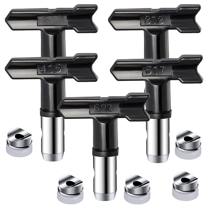 

AT35 5Pcs Reversible Airless Paint Sprayer Nozzle Tips,Airless Sprayer Spraying Machine Parts- 211, 313, 415, 517, 623