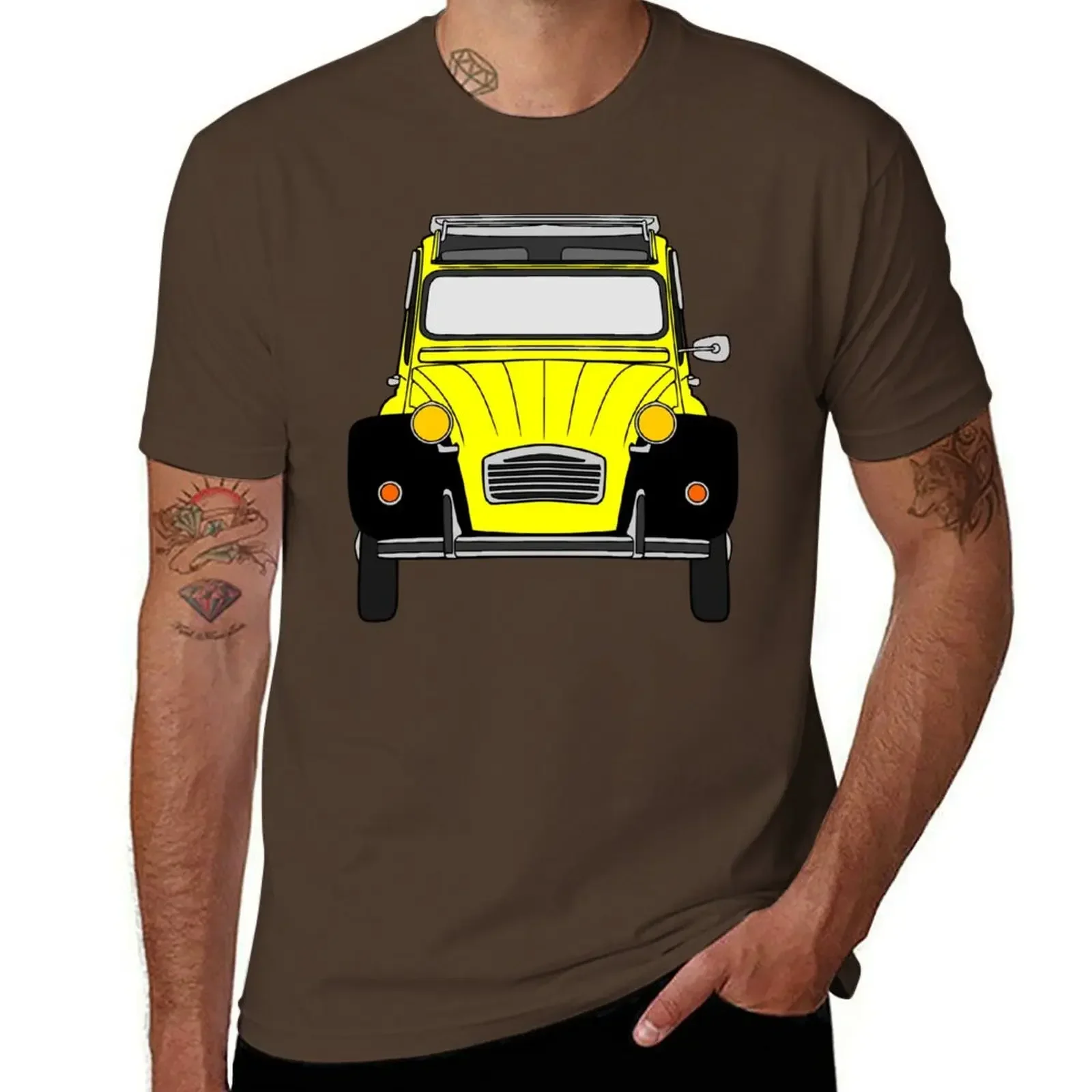 Vintage Yellow and Black Citroen 2CV Graphic Oversized T-Shirt