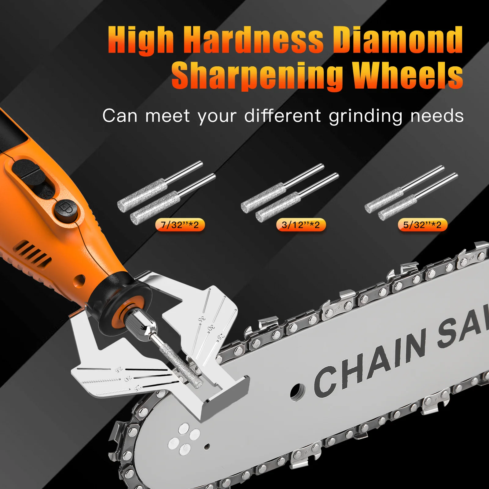 Seesii Cordless Chainsaw Sharpener High Speed Chain Saw Sharpen Tool Set Battery Powered with