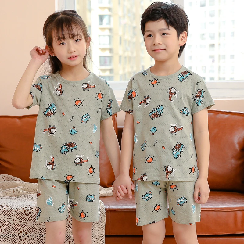 Pijamas de manga corta para adolescentes, 100% algodón, para niños grandes  conjuntos de ropa, pijamas para niños, pijamas para niñas de 10, 12, 14 y  16 años - AliExpress