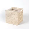 Rectangle and Square Natural Marble Tissue Box Vintage Beige Travertine Stone Storage Organization Case 4