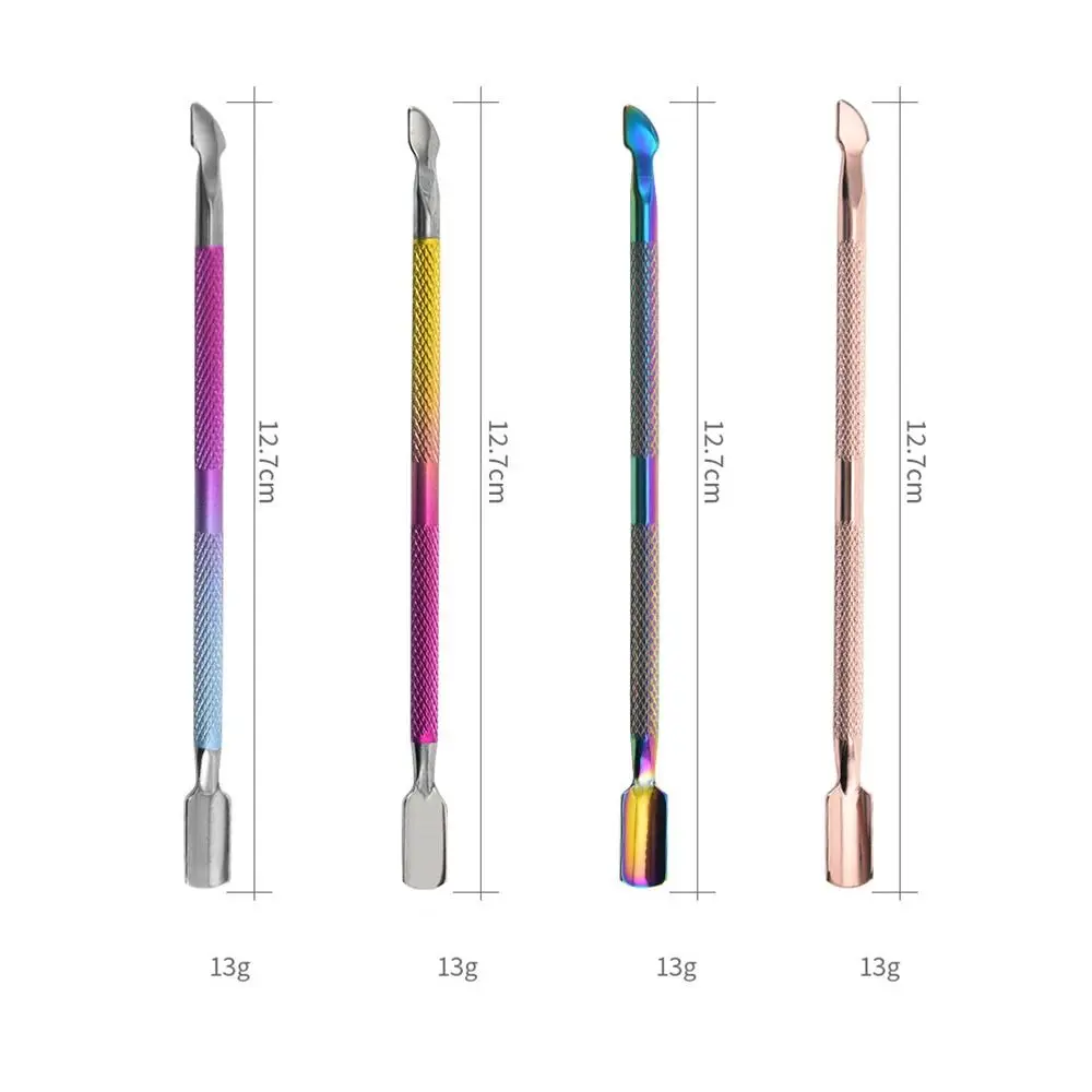 Stainless Steel Double Head Steel Push Remove Phototherapy Glue Dead Skin Remover Nail File Double Push Spoon Pusher