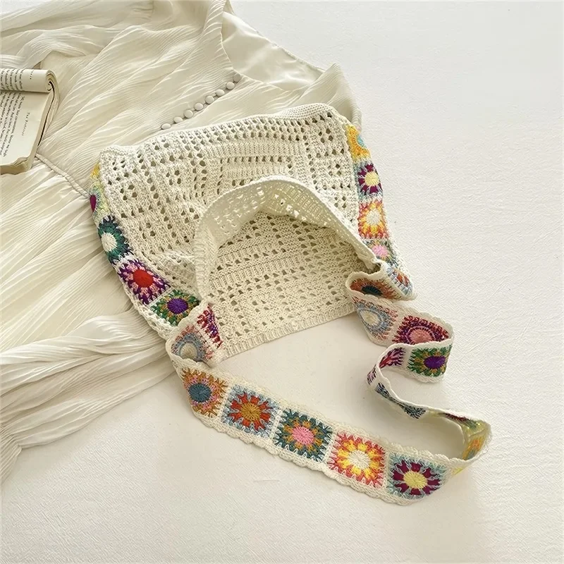 Women Knitted Shoulder Bag Crochet Tote Bag Fashionable Handbag Summer Beach Bаg