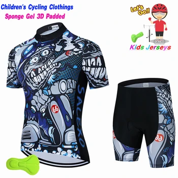 2023 Boys Cycling Jersey Set Skull Pattern Kids Summer Cycling Clothing MTB Ropa Ciclismo Child Bicycle Wear Sports Suit