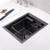 New Nanometer Black 304 Stainless Steel Handmade kitchen Bar Counter Sink Cover hidden Single Kitchen Small Size Kitchen Sink 2