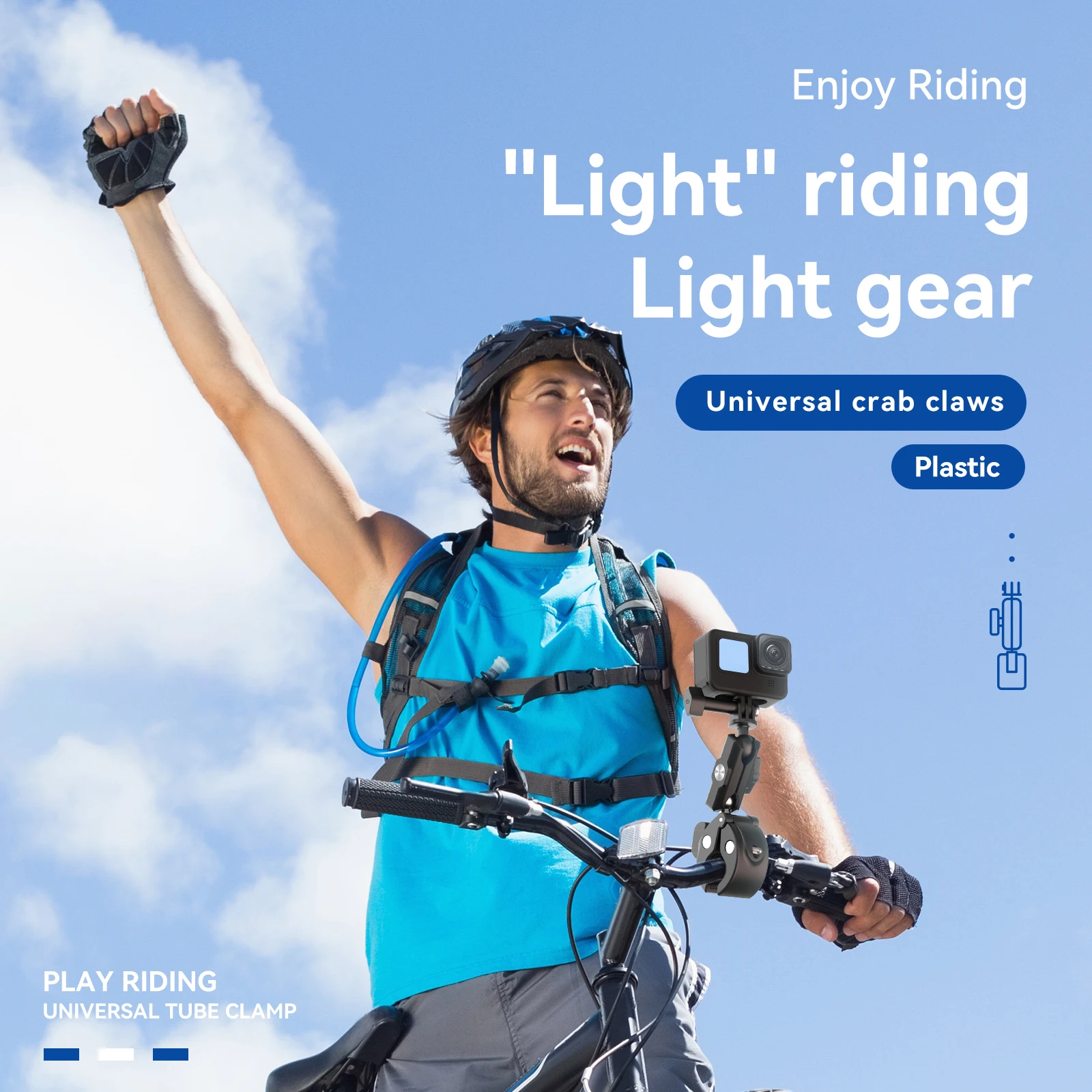 Support de guidon pour caméra d'action installé sur un guidon de vélo, caméra GoPro montée