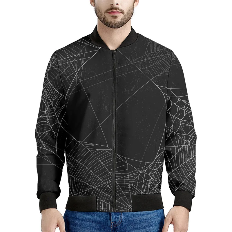 thumbnail image 1 of Chaqueta con cremallera y estampado 3D de telaraña de colores para hombre y mujer, sudadera con personalidad, abrigo holgado, chaqueta bomber de manga larga con cremallera, 1 of 5