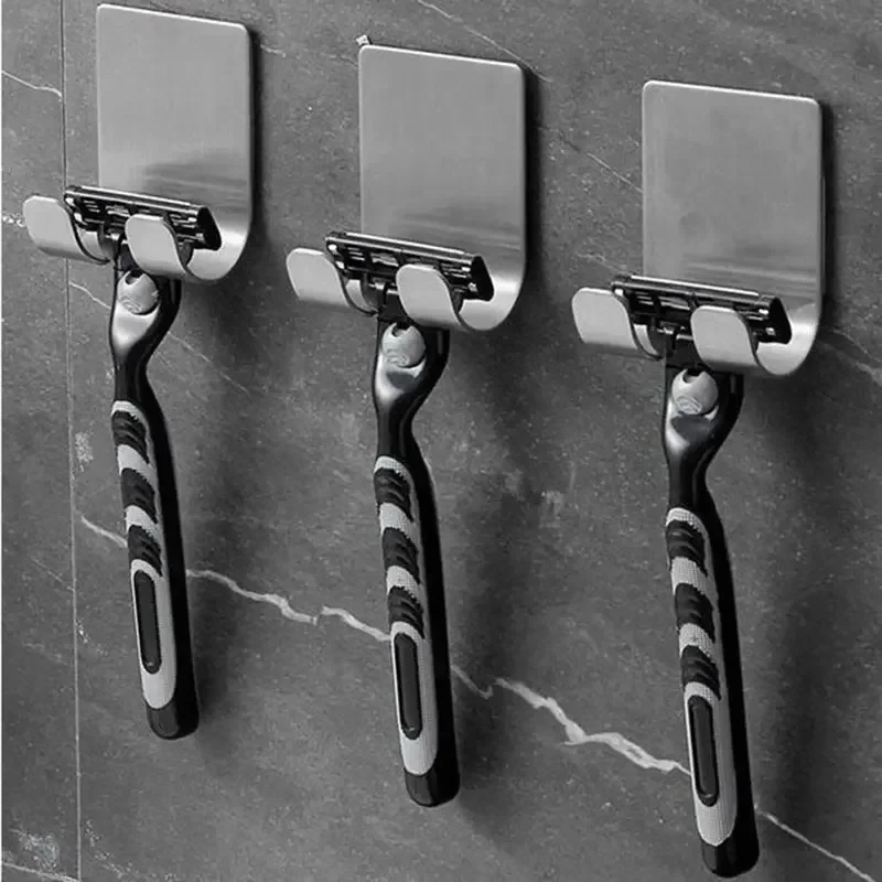 2/4 Stück Rasiererhalter aus Edelstahl für Herren, Rasierständer, Rasierer-Aufbewahrungsregal, Badezimmer-Haken-Organizer – Detail 4