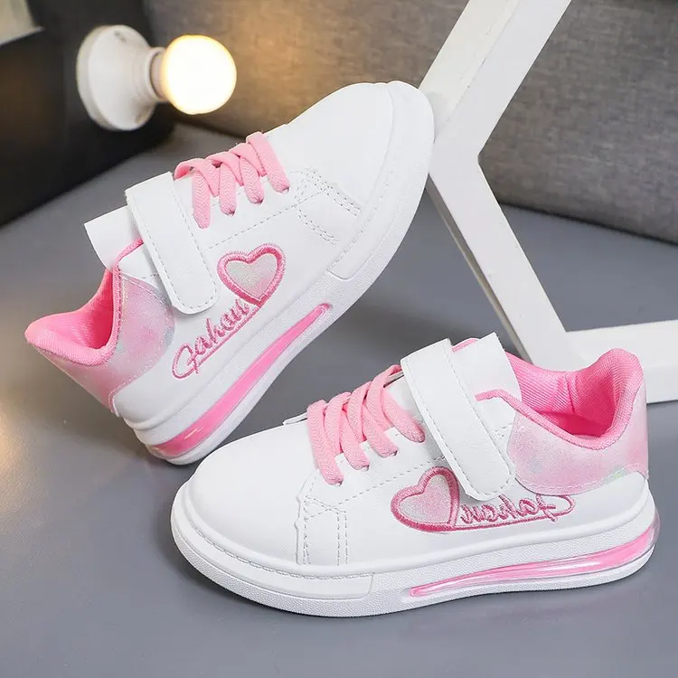 Sports Shoes Kids Sneakers Kids Shoes Kids Sports Shoes Children's Shoes Summer Kids Fashion Casual Sports Shoes Hook & Loop Love Embroidery Princess Girls Sneakers Versatile