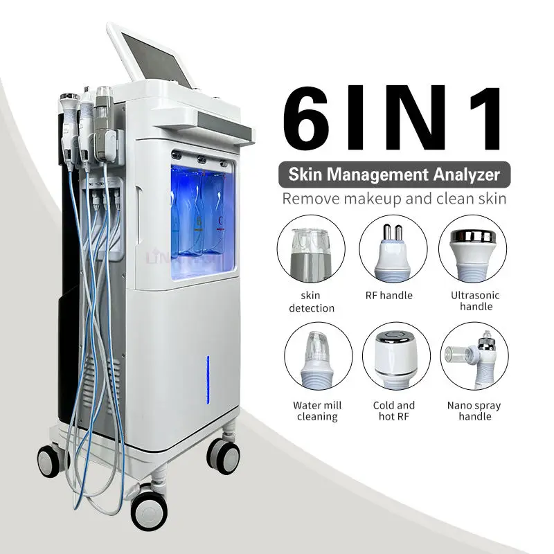 

6 in 1 hydra beauty dermabrasion rf facial machine face cleaning high frequency aqua peeling ultrasound oxygen machine