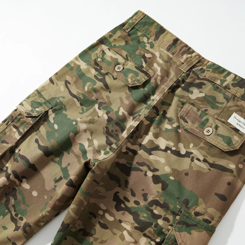 Pantaloni Cargo Mimetici da Uomo con Tasche Multiple, Gamba Dritta e Vestibilità Comoda, Traspiranti e Resistenti all'Usura, per Attività all'Aperto e Uso Quotidiano, 100% Cotone - immagine 4