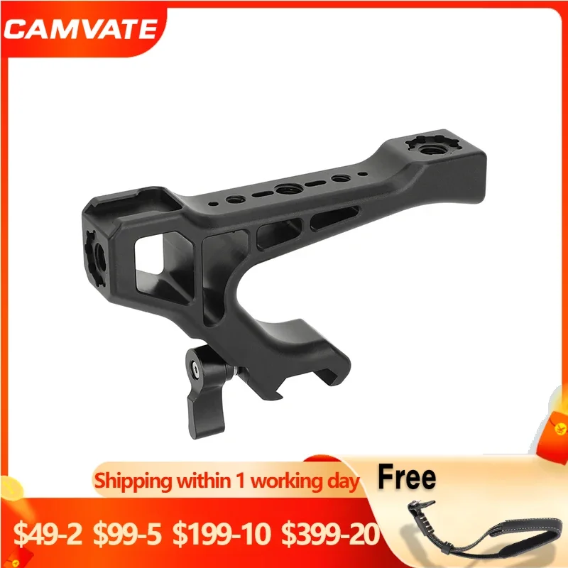 

CAMVATE Quick Release NATO Top Handle with 1/4"-20 Thread & 3/8"-16 ARRI Locating Hole and Shoe Mount for DSLR Camera Cage DIY