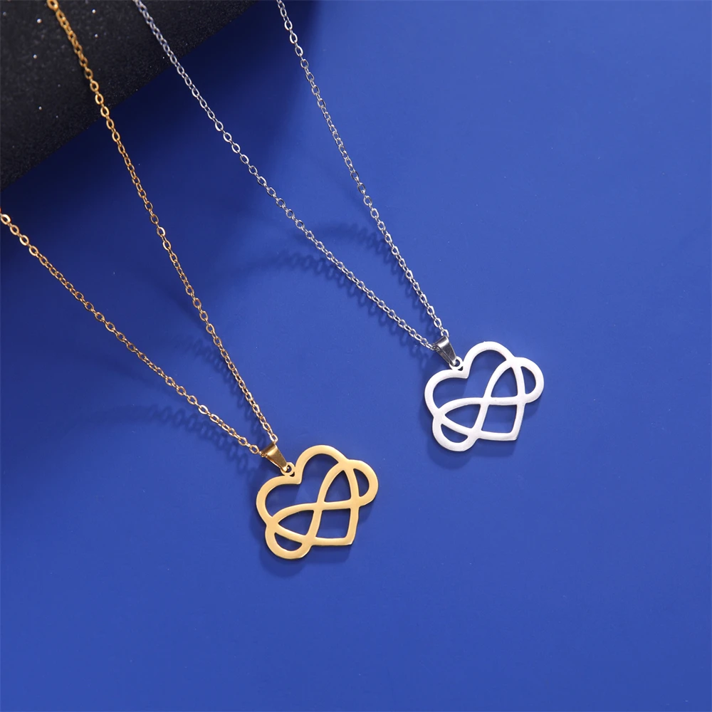 Trendy Liebe Herzen Anhänger Halskette Edelstahl Unendliche Symbol Halskette Für Frauen Freundin Romantische Geburtstag Schmuck Geschenk – Detail 1