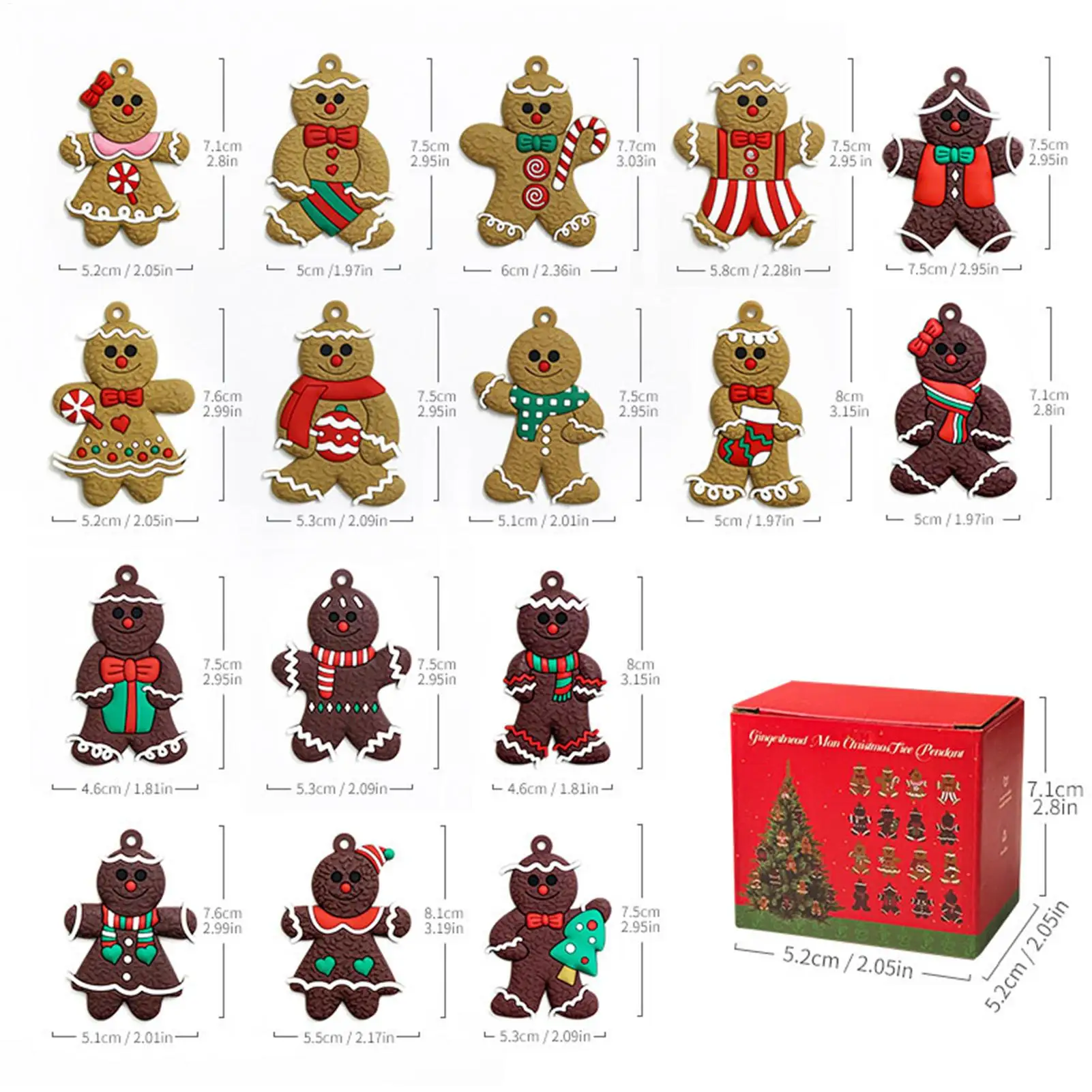 Gingerbread Christmas Ornaments 16 Piece Cookie Hangable Gingerbread Men Ornaments With Rope For Family Farmers Home Holiday