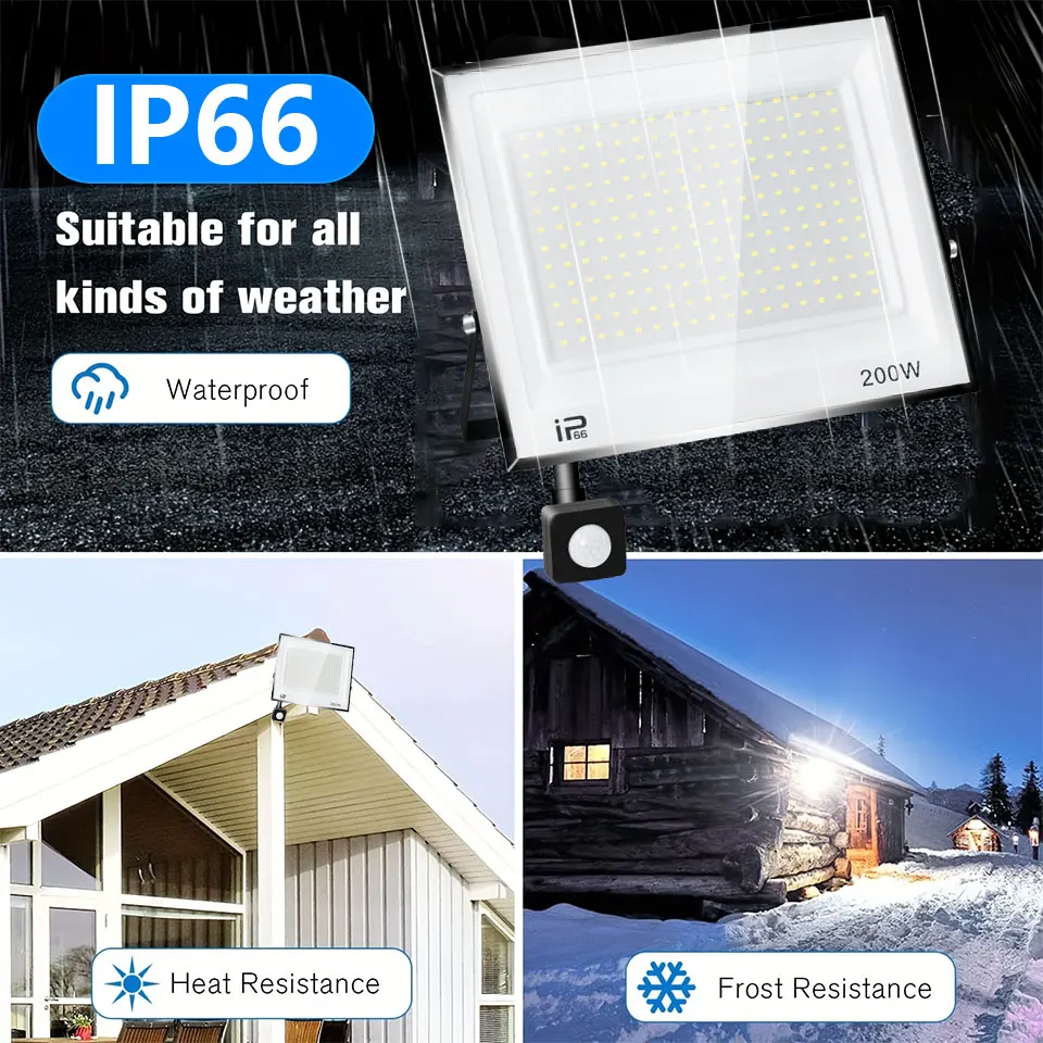 LED Floodlight Motion Sensor AC220V 110V 30W 50W 70W 100W 150W 200W Waterproof Outdoor Projector Exterior Spotlight Outdoor lamp
