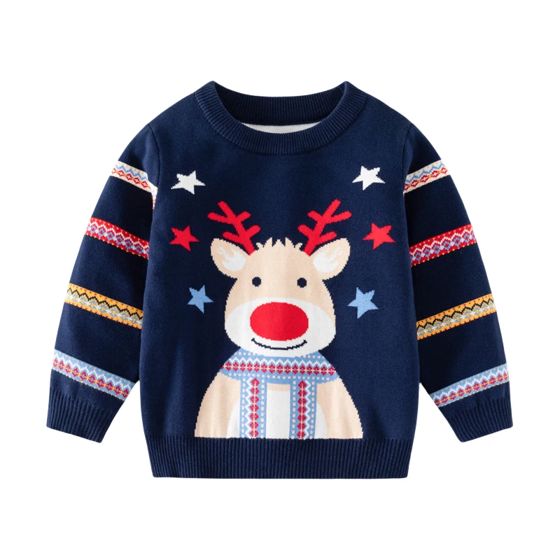 

Jumping Meters 3-7T Christmas Deers Boys Girls Sweaters For Autumn Winter Long Sleeve Children's Sweatshirts Baby Clothes