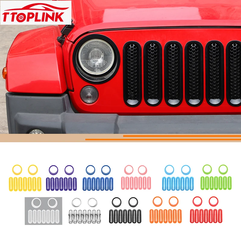 

ABS Exterior Headlight Decorative Ring/Grille Decorative Ring Cover for mesh for Jeep Wrangler JK 2007-2017 Car Accessories