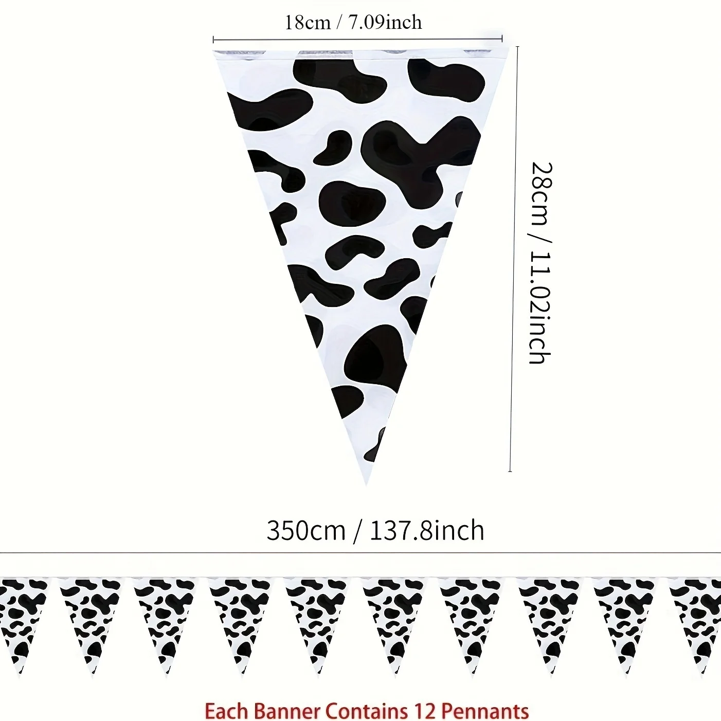 Party Decorations Birthday Banner Cow Triangle Flag Cow Bunting Banner Birthday Party Supplies Farm Animal Theme Western Cowboy Theme