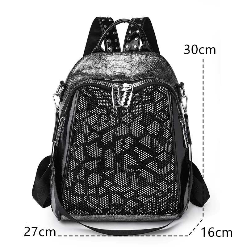 NWOT Stylish Black and Gray Women’s Leather Backpack Purse NWOT MODERN & CHIC FAUX LEATHER CONVERTIBLE TOTE STRAP  main image 4