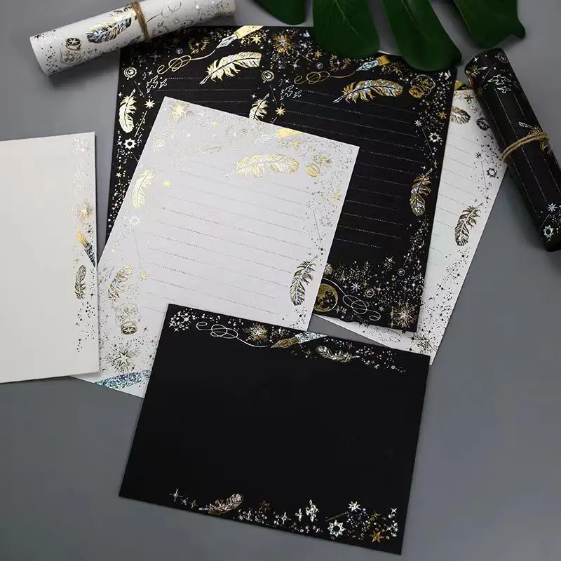 

Vintage Bronzing Feather Envelope Delicate Guitar Bling Gilding Envelopes Letter Set Love Confess Girlfriend Gift Letter Papers