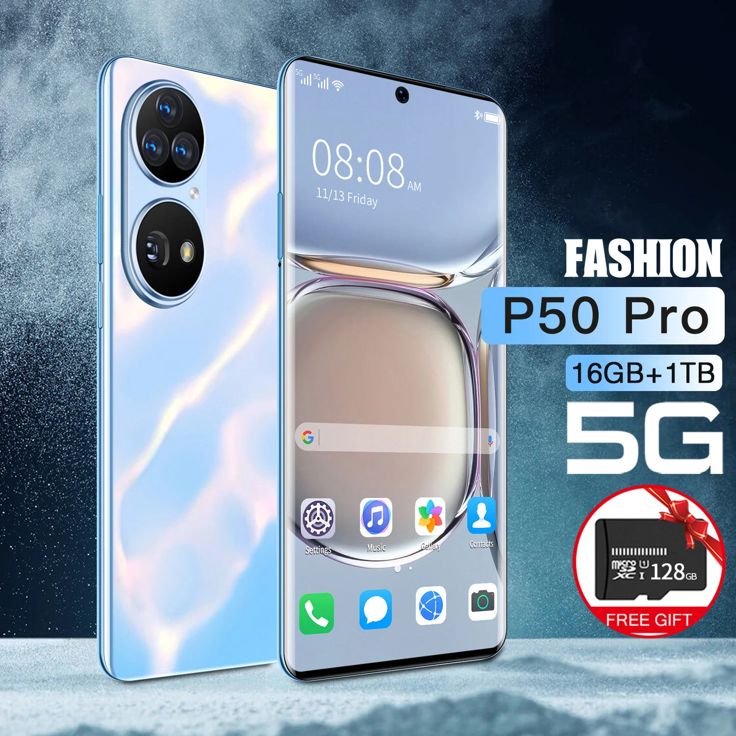 Смартфон фонарь P50 Pro 16 ГБ + 1 ТБ мАч 64 мп разблокированный экран дюйма |