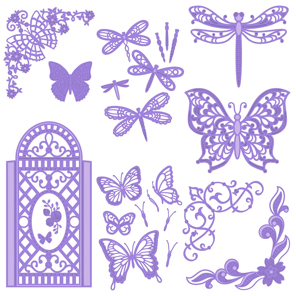 

Butterfly Dragonfly Floral Lace Corner Metal Cutting Dies DIY Card Album Photo Making Scrapbooking Stencil New Dies 2023