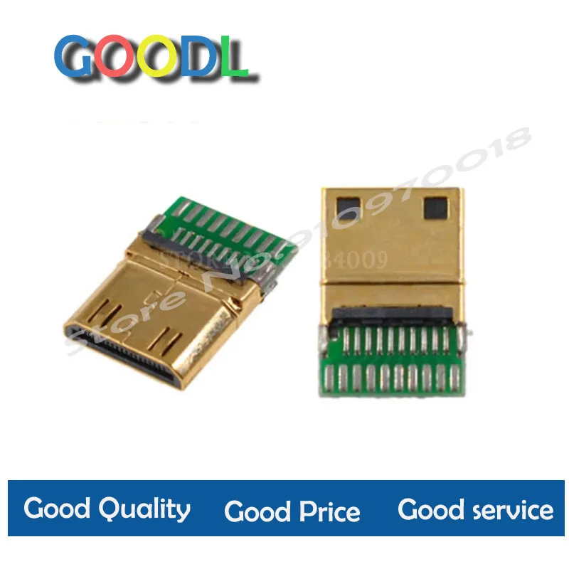 

10PCS MINI HDMI 19P with PCB board welding type C male mini HDMI plug