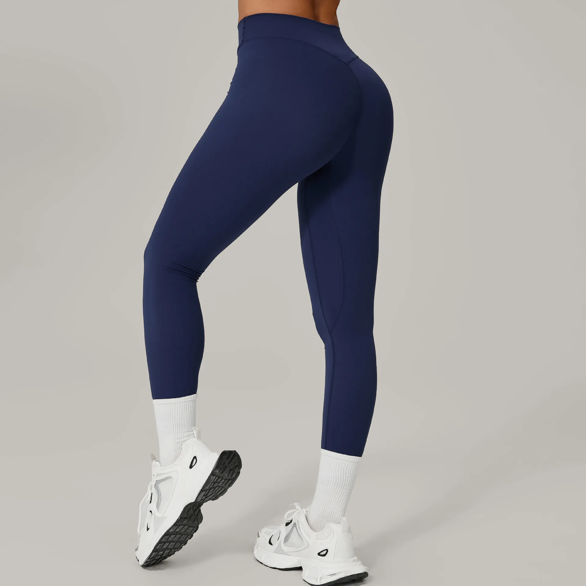 Nuovi leggings da donna a vita alta pantaloni da yoga elasticizzati collant push up fitness corsa abbigliamento sportivo pantaloni scrunch tinta unita - immagine 3