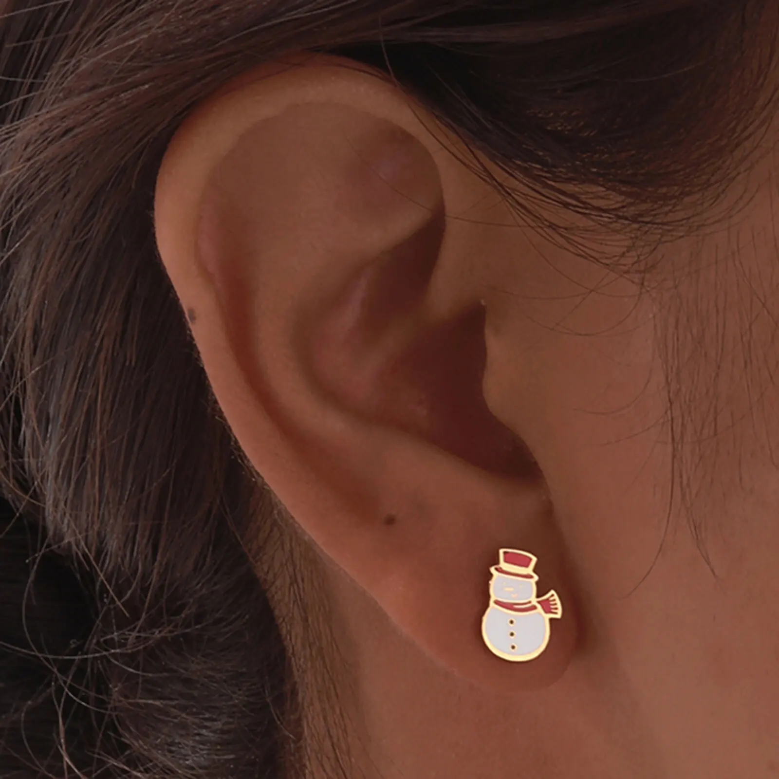 Christmas Earrings for Men Women,Gold Color Stainless Steel Snowman Christmas Tree Stud Earrings,Funny Cute Jewelry Gifs