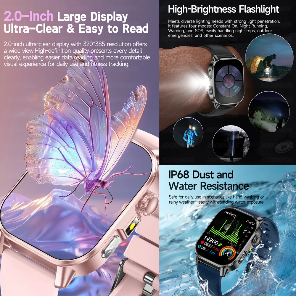 2026 Health Grade Uric Acid Lipid Blood Pressure Blood Components Smart Watch Men ECG+PPG Clock Bluetooth call Smartwatch Women