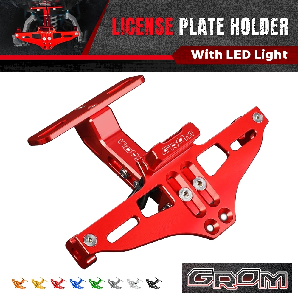

For Honda GROM 125 MSX125 MSX 125 2013-2020 2021 2022 2023 2024 Motorcycle Adjustable License Plate Holder LED Turn Signal Light