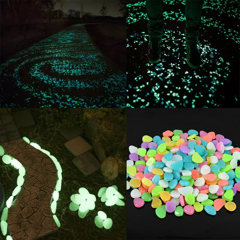 25/50Pcs Garden Ornaments Luminous Stones Fluorescent Pebbles Glow In The Dark Rocks For Outdoor Aquarium Home Fish Tank Decor