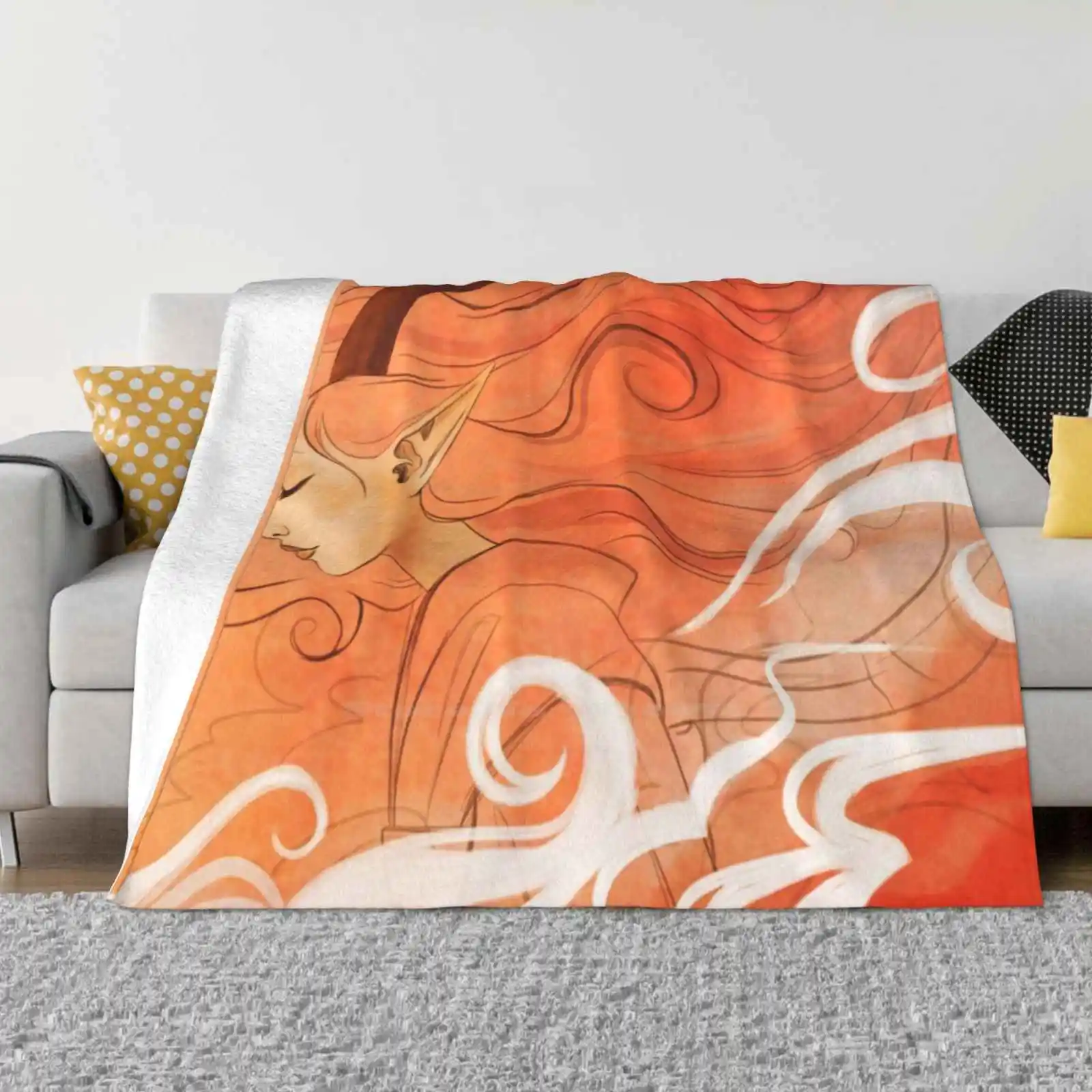 Smoke Girl Pink Super Warm Soft Coperte Throw On Sofa/Bed/Travel Pink Girl Eyes Closed Horns Smoke Hair Wind Kimono Serene Zen