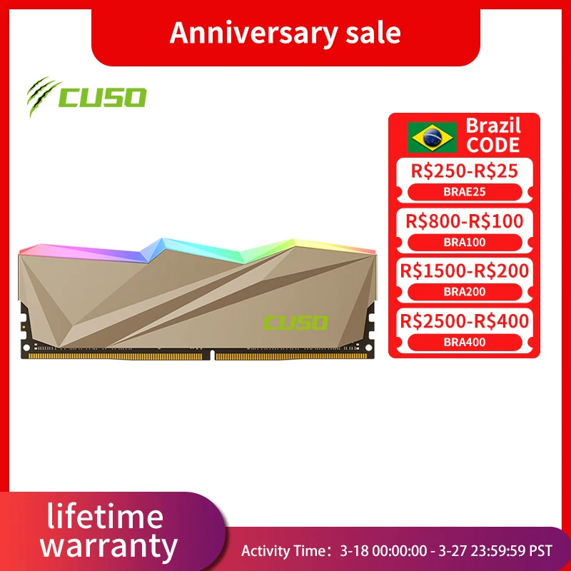 Cuso Memoria Ram Ddr4 3200Mhz 16Gb Rgb Ram Ddr4 16Gb 8 Gbx2 Memória Ram 3600Mhz Sabertooth Serie Rgb Memory Dimm Per Desktop