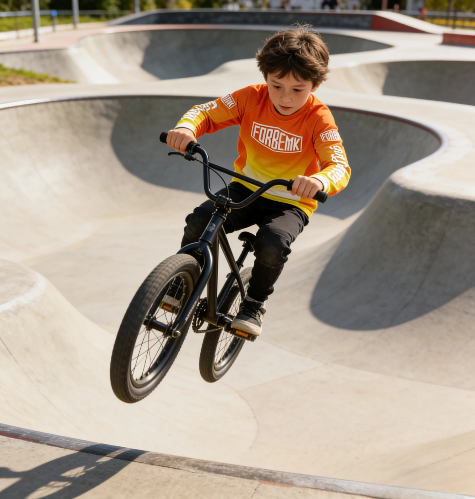 FORBEMK 키즈 레이싱 BMX 자전거 라이딩 슈트 고강도 트레이닝 전문 사이클링 팬츠 유니섹스 오렌지 컬러 올 시즌