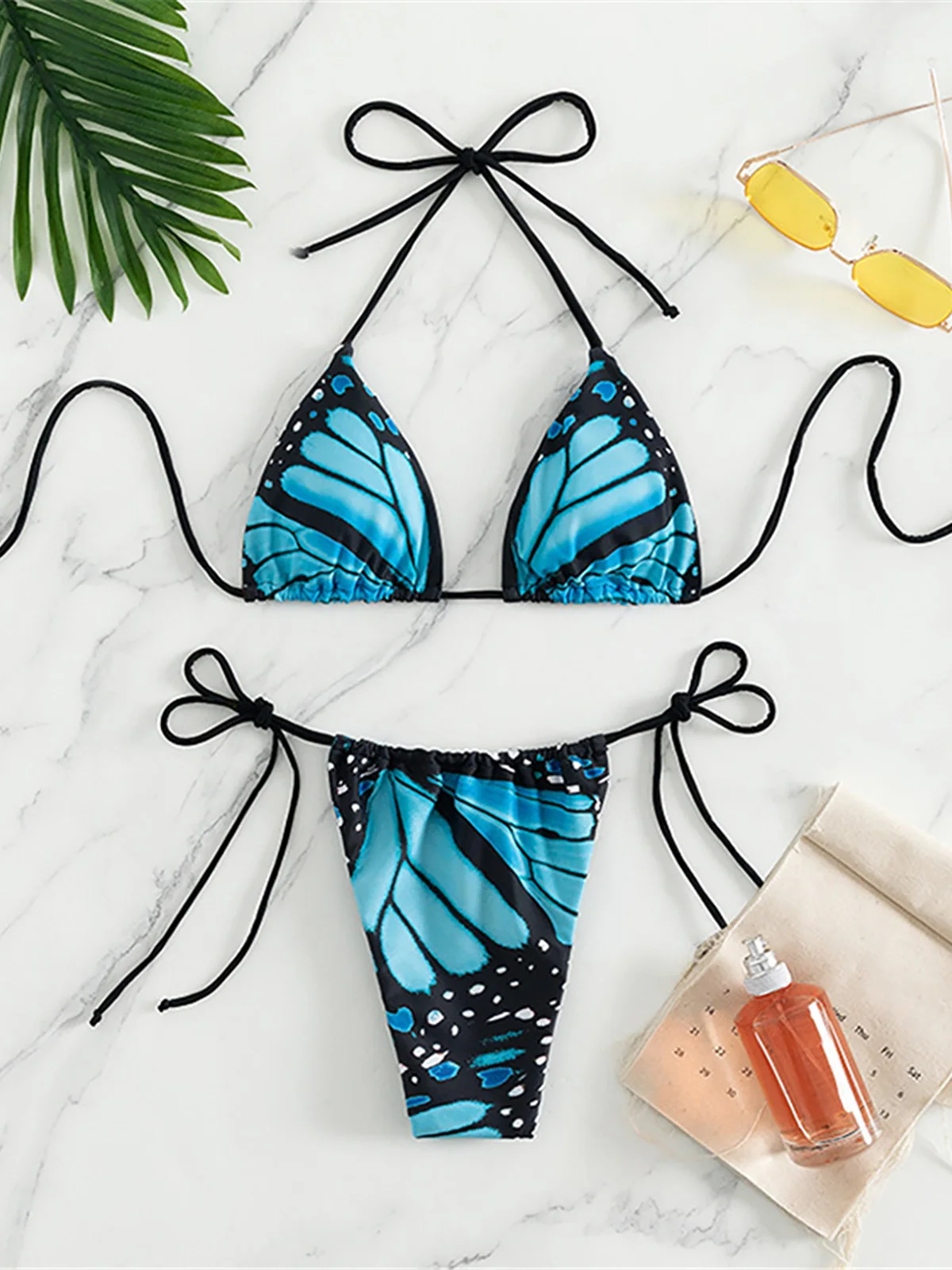 Sexy 4 Colors Printed Halter Padded Bikini Female Swimsuit Women Swimwear Two-pieces Bikini set Bather Bathing Suit Swim K4910