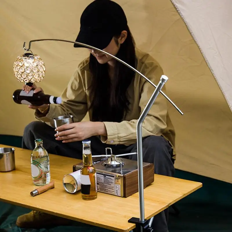 Portable Camping Light Stand Stainless Steel Arc Pole For Garden Lighting Universal Mounting Bracket For LED Lamps